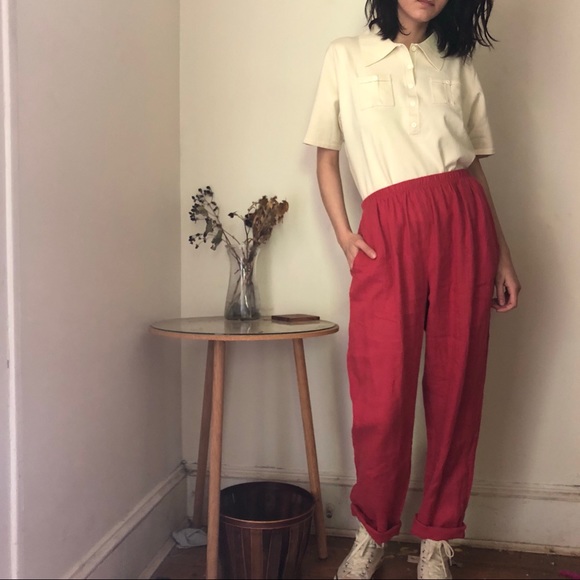 Vintage Pants - SOLD Vintage magenta linen trousers